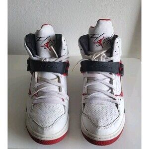 Jordan Flight 45 High White Versity Red Lace- Up Boy's Sneakers Size 6.5Y